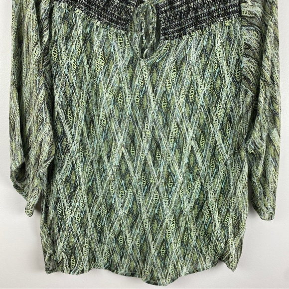 NOA Noa Green Boho Embroidered Semi Sheer Viscose Blouse Medium - Picture 4 of 11